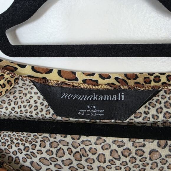 Norma Kamali Brown Leopard Print Stretchy Fitted Feminine Long Sleeve Top Size M - Picture 4 of 9